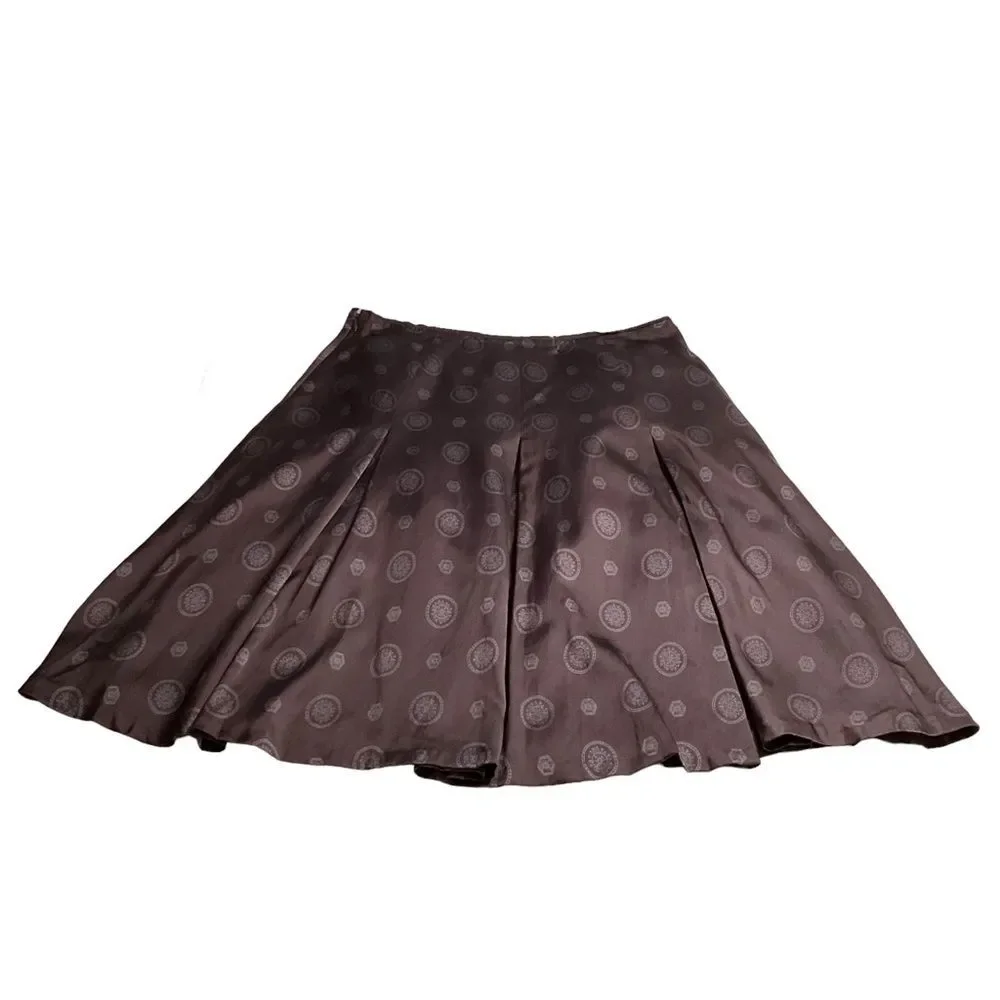 Banana Republic Factory Black Gray Medallion Print Silk Cotton Blend Skirt Sz 8